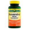 Spring Valley Resveratrol Plus Red Wine Extract Dietary Supplement, 250 mg, 30 count
