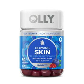 OLLY Glowing Skin Vitamin Gummy with Hyaluronic Acid, Supplement, Plump Berry, 50 Count