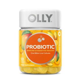 OLLY Probiotic Gummy, Immune & Digestive Health, Probiotic Supplement, Mango, 50 Count