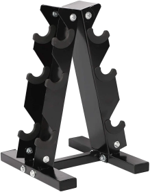 A-Frame Dumbbell Rack Stand Compact 3 Tier Free Weight Steel Dumbbell Storage Bracket for Home Gym (Black)
