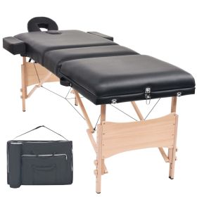 3-Zone Folding Massage Table 3.9" Thick Black