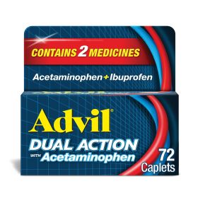 Advil Dual Action With Acetaminophen Pain and Headache Reliever Ibuprofen Tablets;  72 Count