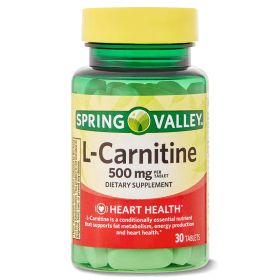 Spring Valley L Carnitine Amino Acid Supplement;  Unflavored;  30 Count