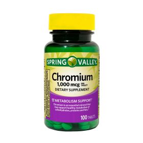 Spring Valley Chromium Tablets Dietary Supplement;  1; 000 mcg;  100 Count
