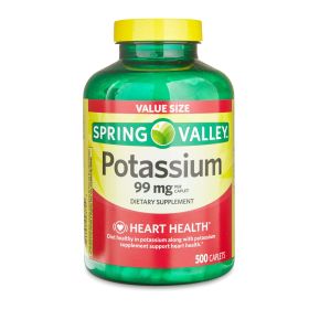 Spring Valley Potassium Caplets Dietary Supplement Value Size;  99 mg;  500 Count