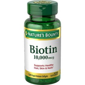 Nature's Bounty Biotin Supplement Rapid Release Softgels;  10000 mcg;  120 Count