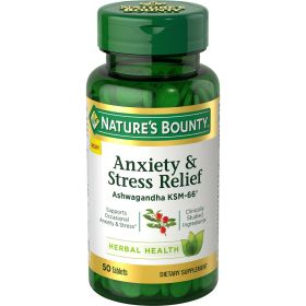 Nature's Bounty Anxiety & Stress Relief Supplement;  Ashwagandha KSM 66;  50 Count