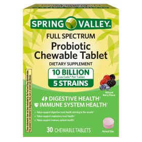Spring Valley Full Spectrum Probiotic Supplement Chewable Tablet;  30 Count