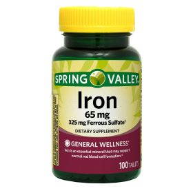 Spring Valley Iron Tablets Dietary Supplement;  65 mg;  100 Count