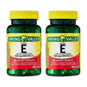 Spring Valley Vitamin E Dietary Supplement Twin Pack;  180 mg;  200 Count