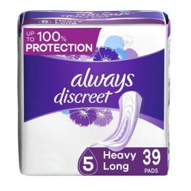 Always Discreet Incontinence Long Pads Heavy Absorbency 39 Ct