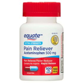 Equate Extra Strength Acetaminophen Rapid Release Pain Reliever Gelcaps;  500 mg 100 Count