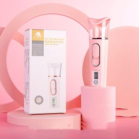 Home Rechargeable Water Replenishing Instrument Steamed Face Sprayer (Option: Test card box pink-USB)