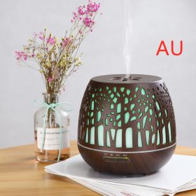 Room essential oil aroma diffuser hollow colorful ultrasonic humidifier (Option: Deep wood grain-AU)