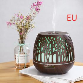 Room essential oil aroma diffuser hollow colorful ultrasonic humidifier (Option: Deep wood grain-EU)