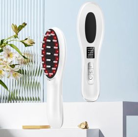 New Electric Anion Hair Care Hair Brush Micro Current Red Blue Light Vibration Massage (Option: White-English Screen Display-Typec)