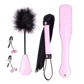 Product 4-piece Set Leather Racket Whip (Option: Pink Suit)