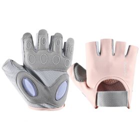 1 Pair Training Gloves Non-slip Fingerless Palm Protector Unisex Sweat-wicking Ridding Gloves for Outdoor Sports (Color: pink)