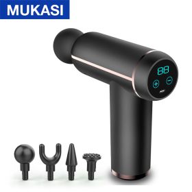 MUKASI LCD Display Massage Gun Portable Percussion Pistol Massager For Body Neck Deep Tissue Muscle Relaxation Gout Pain Relief (Color: Black LCD Display)