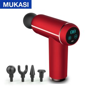 MUKASI LCD Display Massage Gun Portable Percussion Pistol Massager For Body Neck Deep Tissue Muscle Relaxation Gout Pain Relief (Color: Red LCD Display)