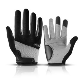 Bicycle Full Finger Cycling Bike Gloves Absorbing Sweat for Men and Women Bicycle Riding Outdoor Sports Protector (Color: Black 1)