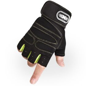 Gloves Weight Exercises Half Finger Lifting Gloves Body Building Training Sport Gym Fitness Gloves for Men Women (Color: green)