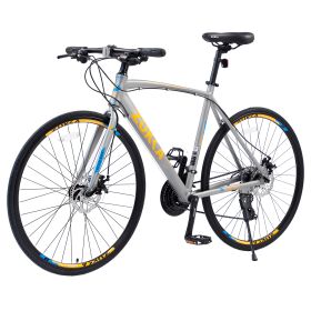 24 Speed Hybrid bike Disc Brake 700C Road Bike For men women's City Bicycle (Color: as Pic)