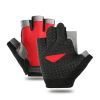 Breathable Fitness Gloves Gym Weightlifting Thin Non-slip Half Finger Cycling Gloves Equipment Yoga Bodybuilding Training Sports Red Color