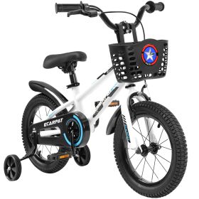 Kids Bike 14 / 16 inch for 3-12 Year Old Boys & Girls with Training Wheels, Freestyle Kids' Bicycle with Bell,Basket and fender. (Color: as Pic)