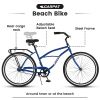 S26204 26 Inch Beach Cruiser Bike for Men and Women, Steel Frame, Single Speed Drivetrain, Upright Comfortable Rides, Multiple Colors