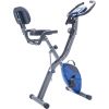 Folding Exercise Bike; Fitness Upright and Recumbent X-Bike with 10-Level Adjustable Resistance; Arm Bands and Backrest