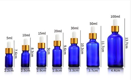 Glass Fine Oil Bottle Avoid Light Glue Head Dropper Bottle  Stock Bottling Cosmetics (Option: Blue-5ML)